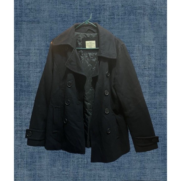H&M Jackets & Blazers - L.O.G.G by H&M Womens Wool Blend Pea Coat Dark Blue NAvy Size 14
